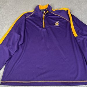 LA Lakers Sweater Mens XXL Purple Yellow 1/4 Zip Long Sleeve Athletic Jacket